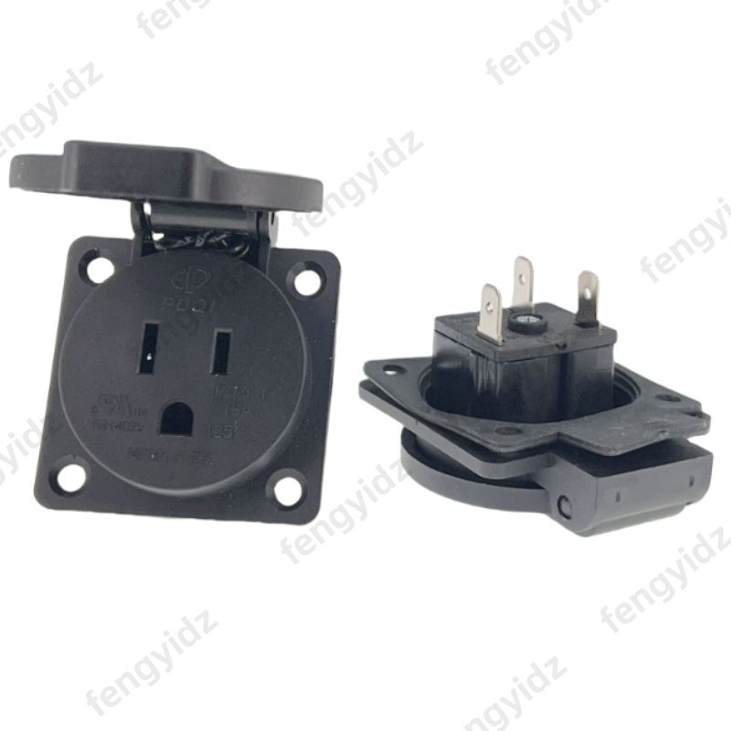 Outdoor Power Outlet Waterproof - Black 125V 15A 20A IP44 CE