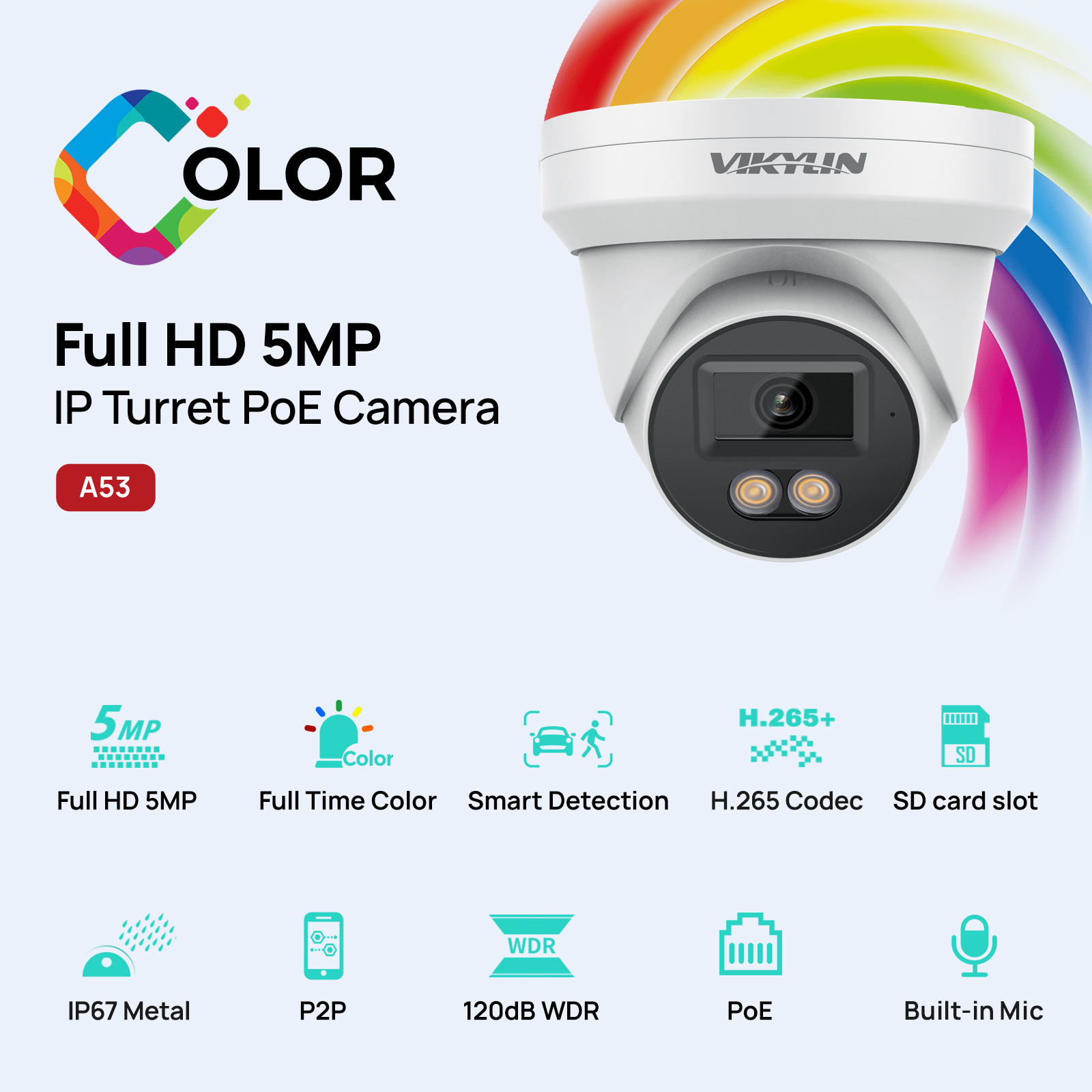 Outdoor Power G Motion - VIKYLIN 5MP IP Security Camera with
