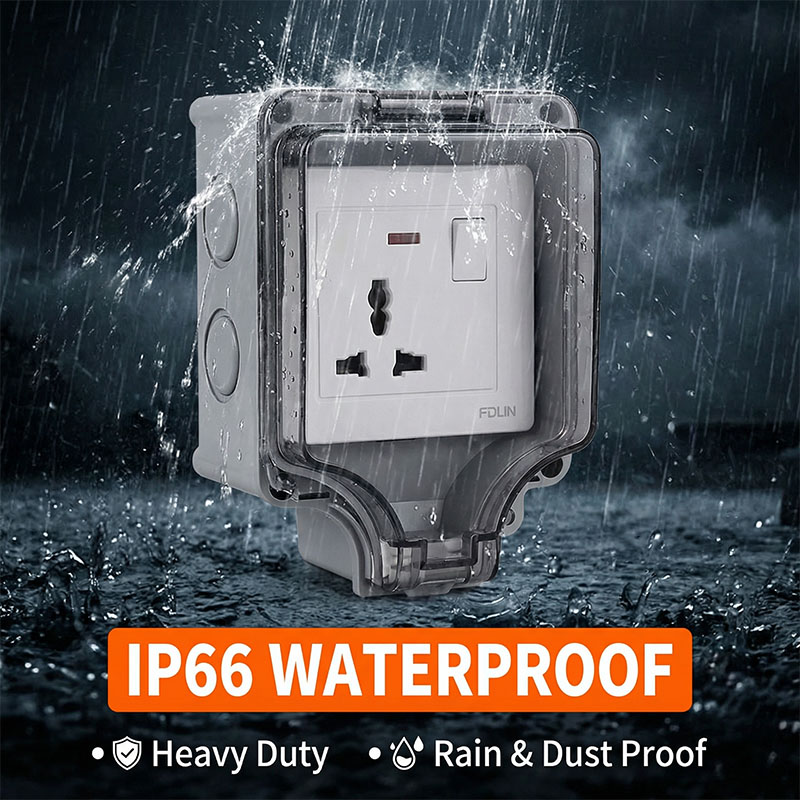 Outdoor Power Outlet Waterproof - IP66 Industrial Grade Outdoor Waterproof Storm-Proof