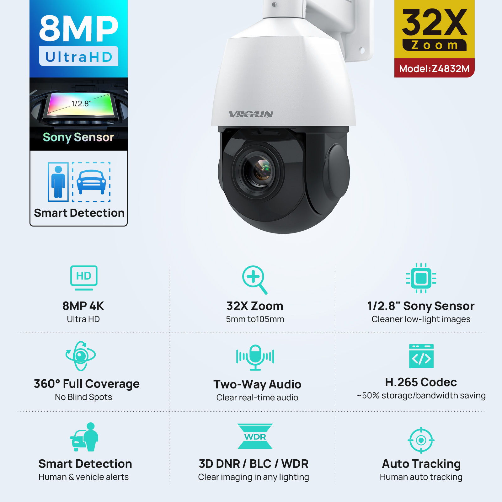 Vikylin 4K 8MP PTZ 32X Zoom 10 - огляд і ціна Outdoor Power G Motion
