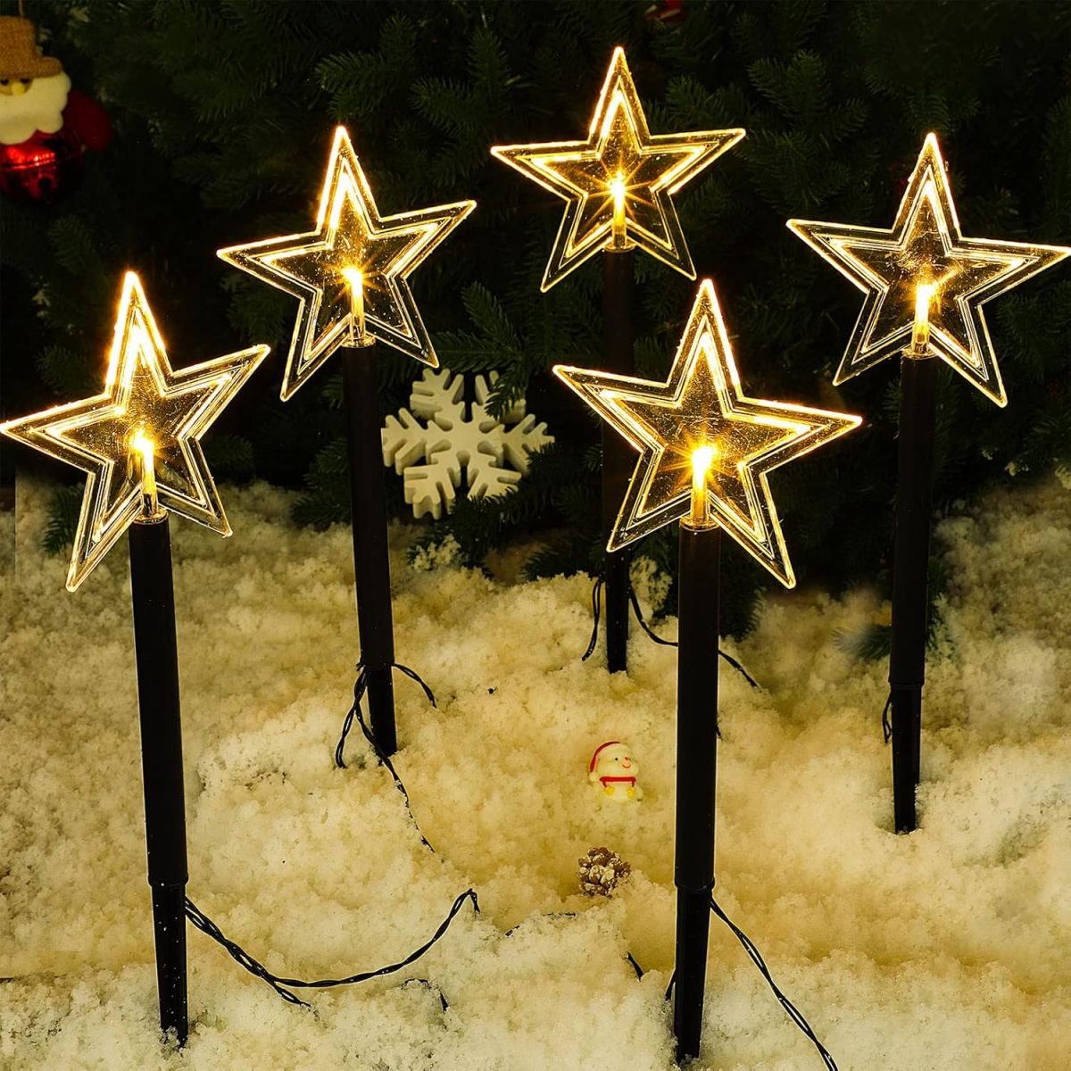 5Pcs Christmas Pathway Lights  - огляд і ціна Outdoor Solar Power Xmas Lights