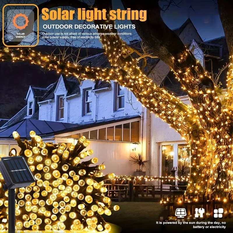 5M-32M LED Solar String Lights - огляд і ціна Outdoor Solar Power Xmas Lights