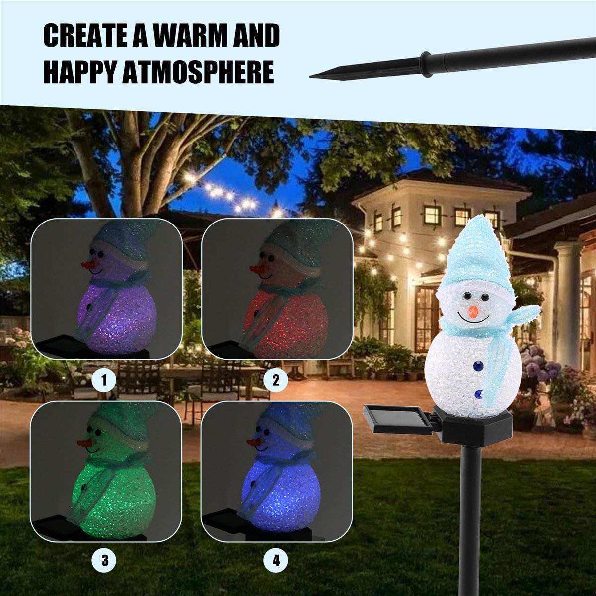 Carefree- Snowman Solar Lights - огляд і ціна Outdoor Solar Power Xmas Lights