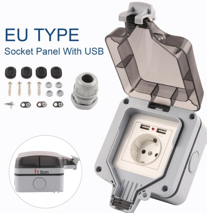 IP66 EU Standard German Style  - огляд і ціна Outdoor Usb Power Outlet